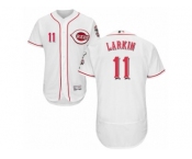 Men's Majestic Cincinnati Reds #11 Barry Larkin White Flexbase Authentic Collection MLB Jersey