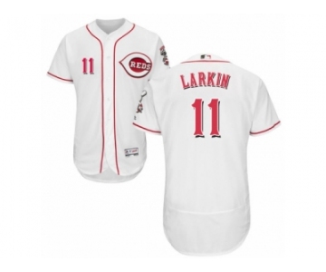 Men's Majestic Cincinnati Reds #11 Barry Larkin White Flexbase Authentic Collection MLB Jersey