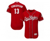 Men's Majestic Cincinnati Reds #13 Dave Concepcion Red Los Rojos Flexbase Authentic Collection MLB Jersey