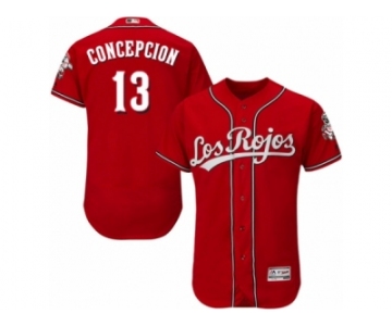 Men's Majestic Cincinnati Reds #13 Dave Concepcion Red Los Rojos Flexbase Authentic Collection MLB Jersey