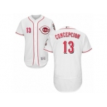 Men's Majestic Cincinnati Reds #13 Dave Concepcion White Flexbase Authentic Collection MLB Jersey