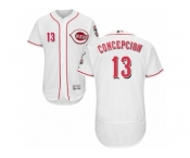 Men's Majestic Cincinnati Reds #13 Dave Concepcion White Flexbase Authentic Collection MLB Jersey