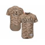 Men's Majestic Cincinnati Reds #14 Pete Rose Camo Flexbase Authentic Collection MLB Jersey