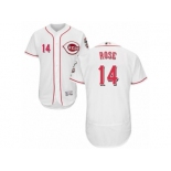 Men's Majestic Cincinnati Reds #14 Pete Rose White Flexbase Authentic Collection MLB Jersey