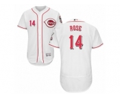 Men's Majestic Cincinnati Reds #14 Pete Rose White Flexbase Authentic Collection MLB Jersey