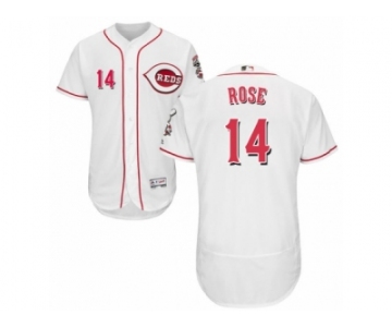 Men's Majestic Cincinnati Reds #14 Pete Rose White Flexbase Authentic Collection MLB Jersey