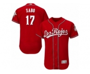 Men's Majestic Cincinnati Reds #17 Chris Sabo Red Los Rojos Flexbase Authentic Collection MLB Jersey