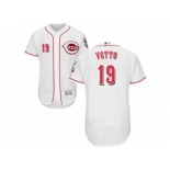 Men's Majestic Cincinnati Reds #19 Joey Votto White Flexbase Authentic Collection MLB Jersey