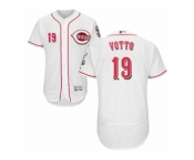 Men's Majestic Cincinnati Reds #19 Joey Votto White Flexbase Authentic Collection MLB Jersey