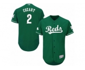 Men's Majestic Cincinnati Reds #2 Zack Cozart Green Celtic Flexbase Authentic Collection MLB Jersey