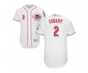 Men's Majestic Cincinnati Reds #2 Zack Cozart White Flexbase Authentic Collection MLB Jersey