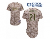 Men's Majestic Cincinnati Reds #21 Reggie Sanders Authentic Camo Alternate Cool Base MLB Jersey