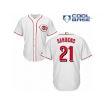 Men's Majestic Cincinnati Reds #21 Reggie Sanders Replica White Home Cool Base MLB Jersey