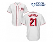 Men's Majestic Cincinnati Reds #21 Reggie Sanders Replica White Home Cool Base MLB Jersey