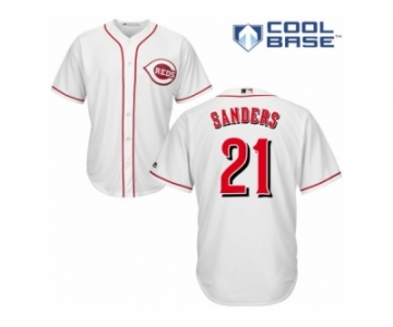 Men's Majestic Cincinnati Reds #21 Reggie Sanders Replica White Home Cool Base MLB Jersey