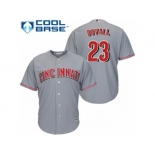 Men's Majestic Cincinnati Reds #23 Adam Duvall Replica Grey Road Cool Base MLB Jersey