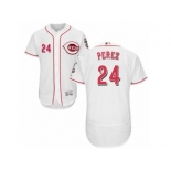 Men's Majestic Cincinnati Reds #24 Tony Perez White Flexbase Authentic Collection MLB Jersey