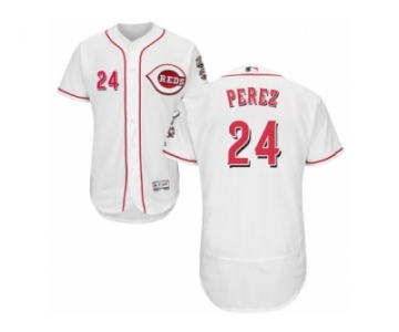 Men's Majestic Cincinnati Reds #24 Tony Perez White Flexbase Authentic Collection MLB Jersey