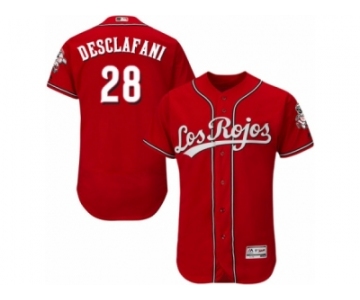 Men's Majestic Cincinnati Reds #28 Anthony DeSclafani Red Los Rojos Flexbase Authentic Collection MLB Jersey