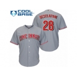 Men's Majestic Cincinnati Reds #28 Anthony DeSclafani Replica Grey Road Cool Base MLB Jersey