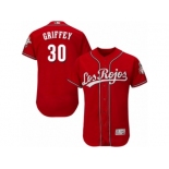 Men's Majestic Cincinnati Reds #30 Ken Griffey Red Los Rojos Flexbase Authentic Collection MLB Jersey