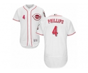 Men's Majestic Cincinnati Reds #4 Brandon Phillips White Flexbase Authentic Collection MLB Jersey