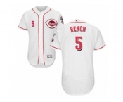 Men's Majestic Cincinnati Reds #5 Johnny Bench White Flexbase Authentic Collection MLB Jersey