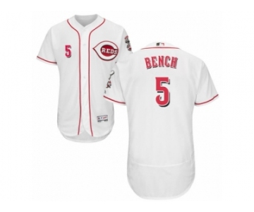 Men's Majestic Cincinnati Reds #5 Johnny Bench White Flexbase Authentic Collection MLB Jersey