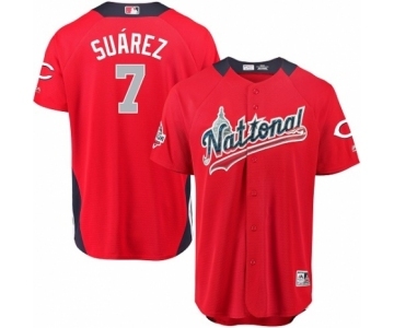 Men's Majestic Cincinnati Reds #7 Eugenio Suarez Game Red National League 2018 MLB All-Star MLB Jersey