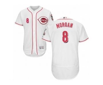 Men's Majestic Cincinnati Reds #8 Joe Morgan White Flexbase Authentic Collection MLB Jersey