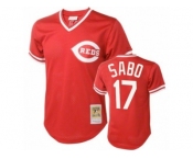 Men's Mitchell and Ness Cincinnati Reds #17 Chris Sabo Authentic Red Throwback MLB Jersey