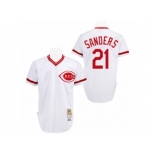 Men's Mitchell and Ness Cincinnati Reds #21 Reggie Sanders Replica White Throwback MLB Jersey