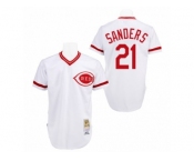 Men's Mitchell and Ness Cincinnati Reds #21 Reggie Sanders Replica White Throwback MLB Jersey