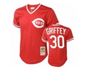 Men's Mitchell and Ness Cincinnati Reds #30 Ken Griffey Replica Red Throwback MLB Jersey