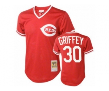 Men's Mitchell and Ness Cincinnati Reds #30 Ken Griffey Replica Red Throwback MLB Jersey