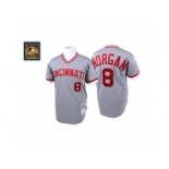 Men's Mitchell and Ness Cincinnati Reds #8 Joe Morgan Replica Grey Throwback MLB Jersey