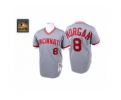 Men's Mitchell and Ness Cincinnati Reds #8 Joe Morgan Replica Grey Throwback MLB Jersey