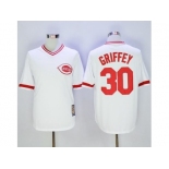 Mitchell And Ness Cincinnati Reds #30 Ken Griffey White Throwback Stitched Baseball Jersey