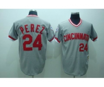 mlb cincinnati reds #24 perez m&n grey