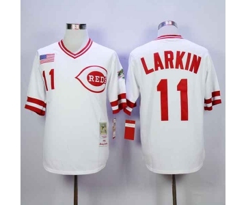 mlb jerseys cincinnati reds #11 larkin white[m&n]