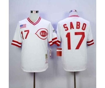 mlb jerseys cincinnati reds #17 sabo white[m&n]