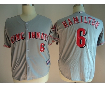 mlb jerseys cincinnati reds #6 hamilton grey