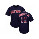 Boston Red Sox #19 Jackie Bradley Jr Authentic Navy Blue Team Logo Fashion Cool Base MLB Jersey