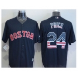 Boston Red Sox #24 David Price Navy Blue USA Flag Fashion Stitched Baseball Jersey