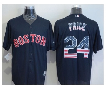 Boston Red Sox #24 David Price Navy Blue USA Flag Fashion Stitched Baseball Jersey