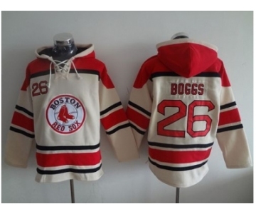 Boston Red Sox #26 Wade Boggs Cream Sawyer Hooded Sweatshirt MLB Hoodie