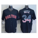 Boston Red Sox #34 David Ortiz Navy Blue USA Flag Fashion Stitched Baseball Jersey