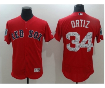 Boston Red Sox #34 David Ortiz Red 2017 Spring Training Flexbase Authentic Collection Stitched Baseball Jersey