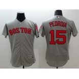 Men Boston Red Sox #15 Dustin Pedroia Majestic grey Flexbase Authentic Collection Player Jersey