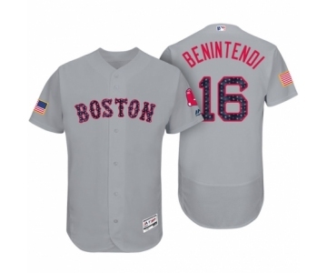 Men Boston Red Sox #16 Andrew Benintendi Gray 2017 Independence Day Flex Base Jersey